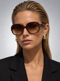 Women's Oversized Round Sunglasses – Gradient Lens in Tortoiseshell/Brown — front view
