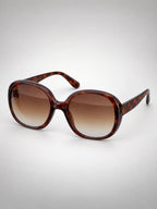 Women's Oversized Round Sunglasses – Gradient Lens in Tortoiseshell/Brown — back view