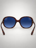 Women's Oversized Round Sunglasses – Gradient Lens in White/Blue — on model