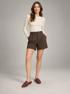 Women's Pleated Leather Mules – Penny Strap in Burgundy — main view