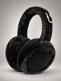 Women's Plush Earmuffs – Foldable Ear Warmers in Black — front view