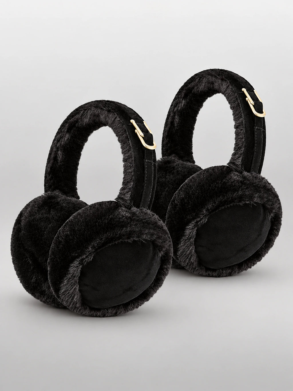 Women's Plush Earmuffs – Foldable Ear Warmers in Black — alternate view
