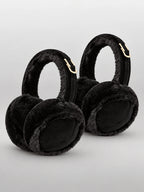 Women's Plush Earmuffs – Foldable Ear Warmers in Black — alternate view