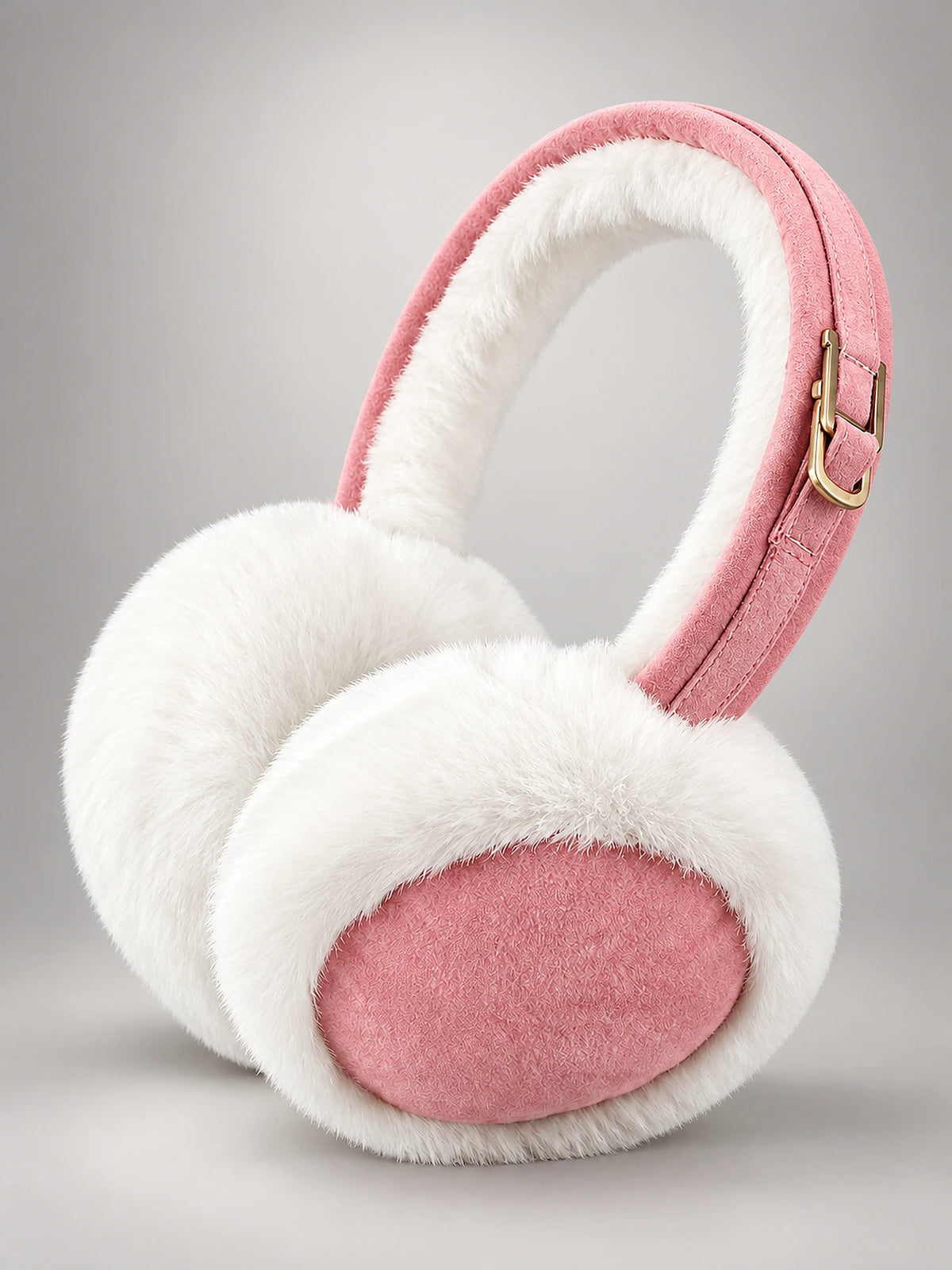 Women's Plush Earmuffs – Foldable Ear Warmers in Pink — front view