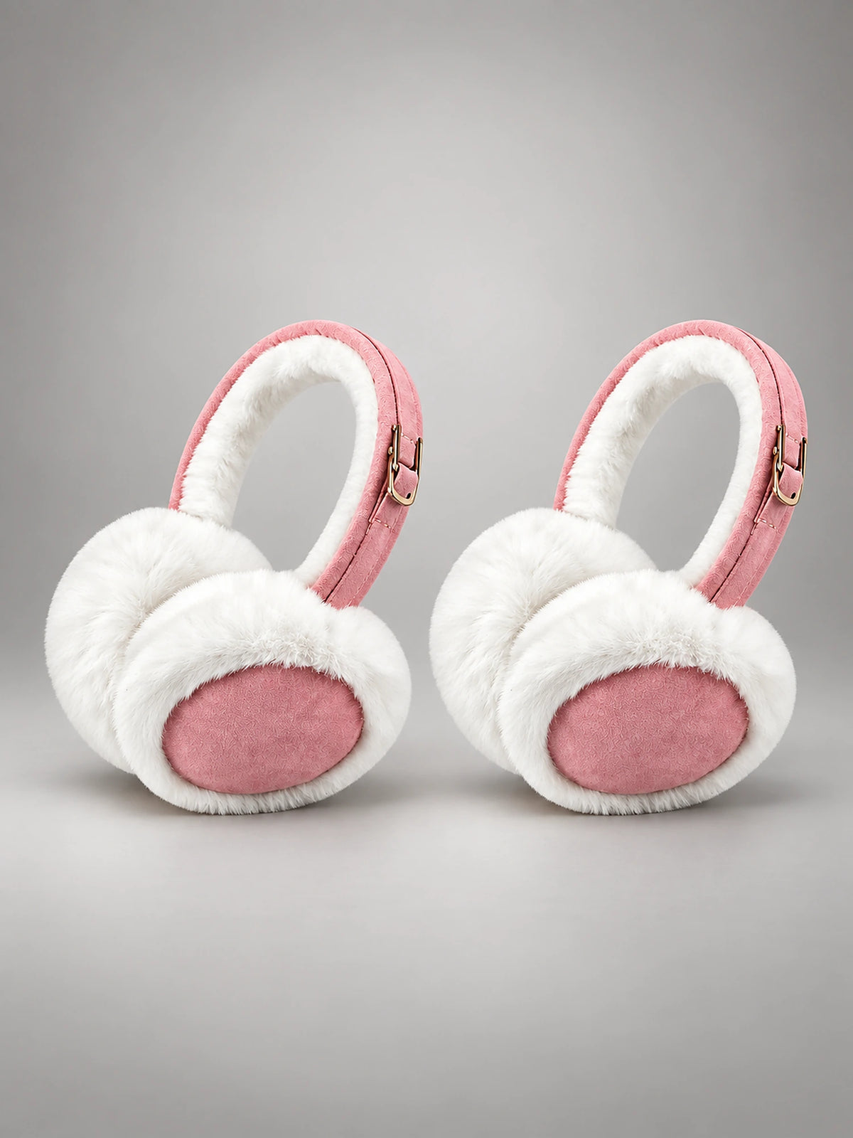 Women's Plush Earmuffs – Foldable Ear Warmers in Pink — front view
