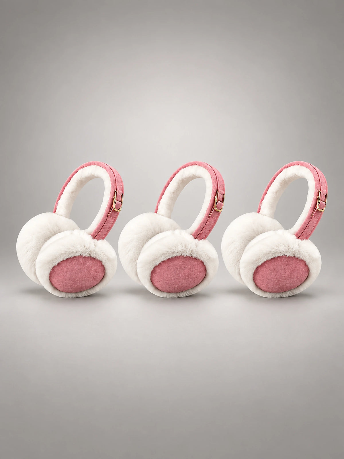 Women's Plush Earmuffs – Foldable Ear Warmers in Pink — front view