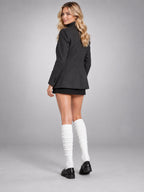 Women's Ribbed Stirrup Leg Warmers – 2-Pack in White — side view