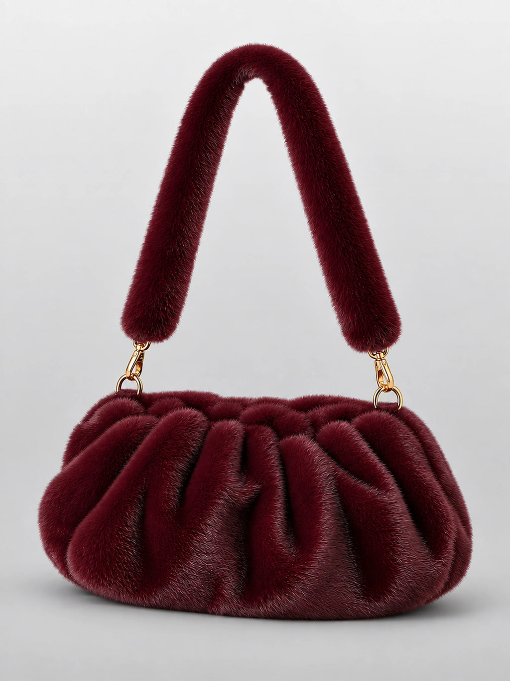 Women's Ruched Cloud Bag – Soft Crossbody Clutch in Burgundy — alternate view