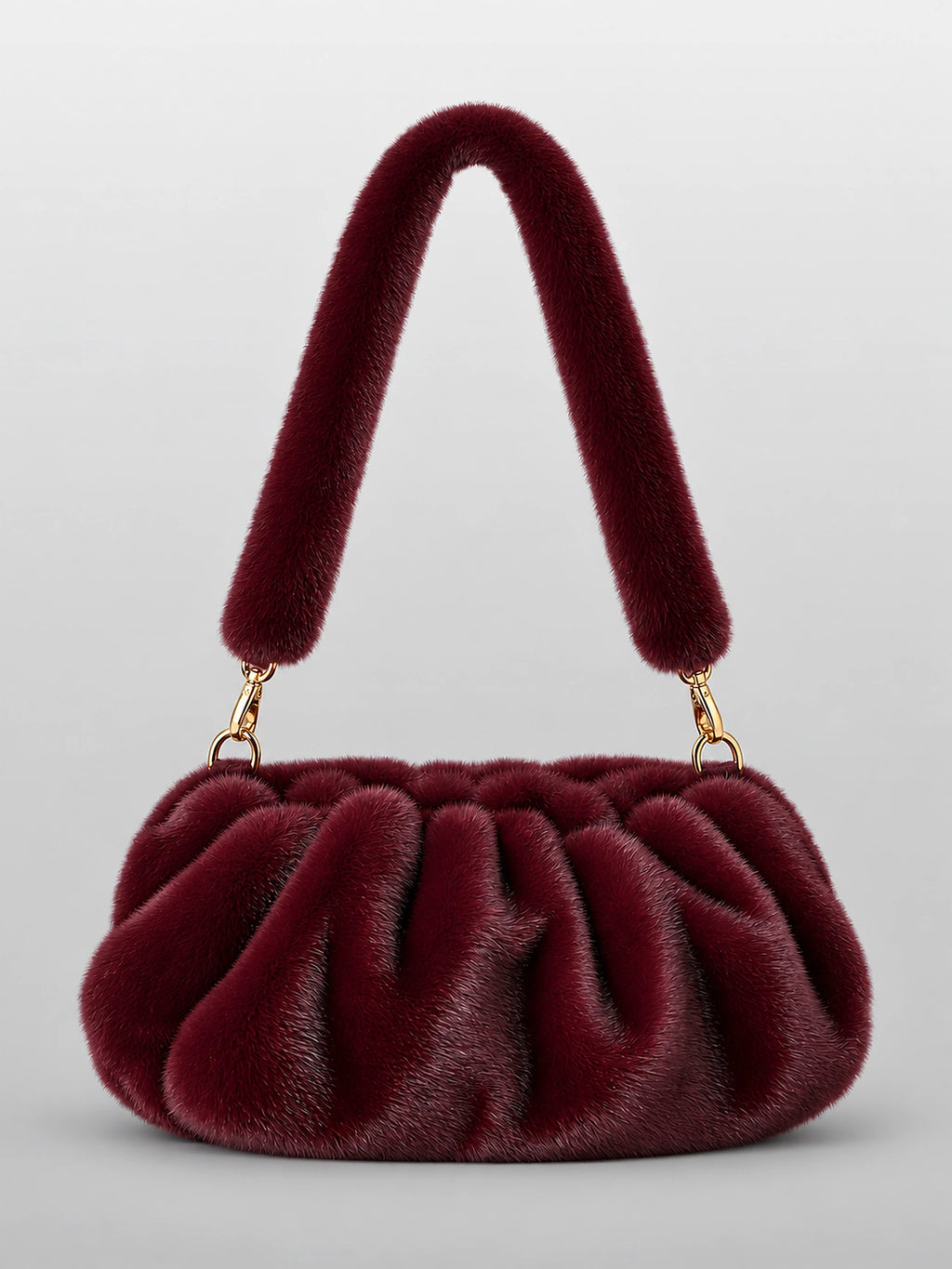 Women's Ruched Cloud Bag – Soft Crossbody Clutch in Burgundy — front view