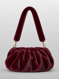 Women's Ruched Cloud Bag – Soft Crossbody Clutch in Burgundy — front view