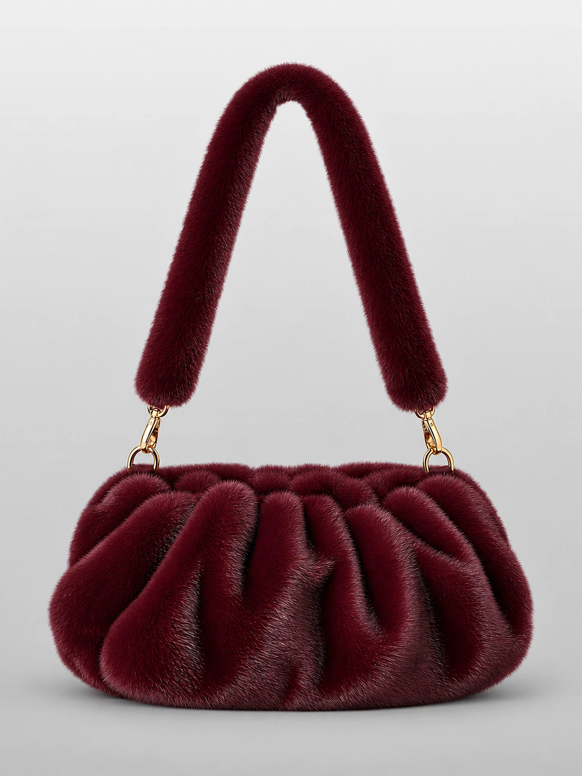 Women's Ruched Cloud Bag – Soft Crossbody Clutch in Burgundy — front view