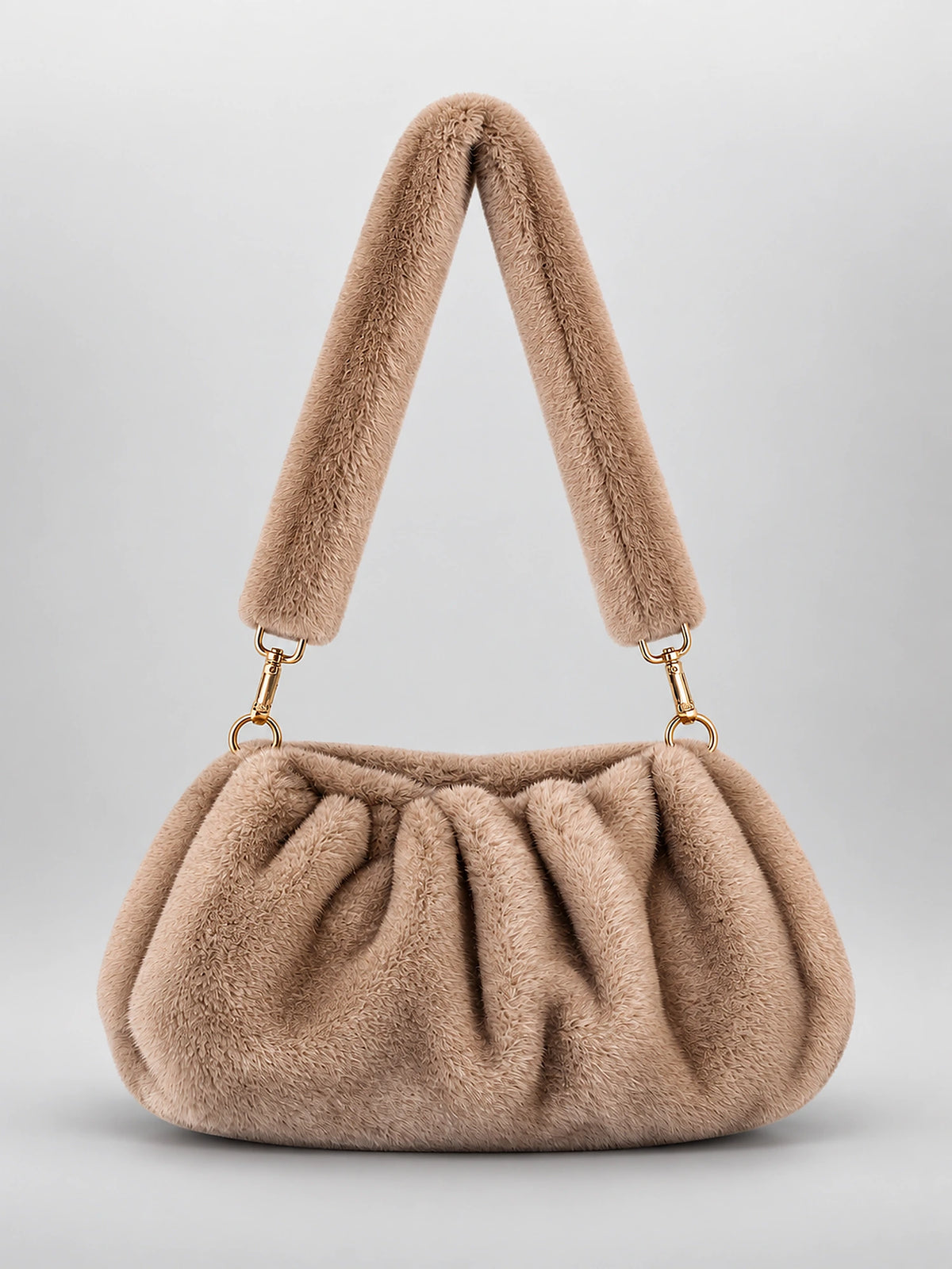 Women's Ruched Cloud Bag – Soft Crossbody Clutch in Khaki — front view