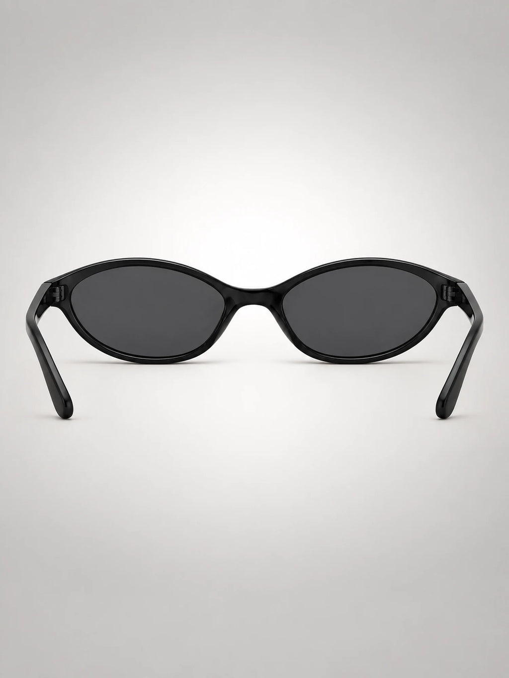 Women's Slim Oval Sunglasses – Retro Cat-Eye Frame in Black — detail view