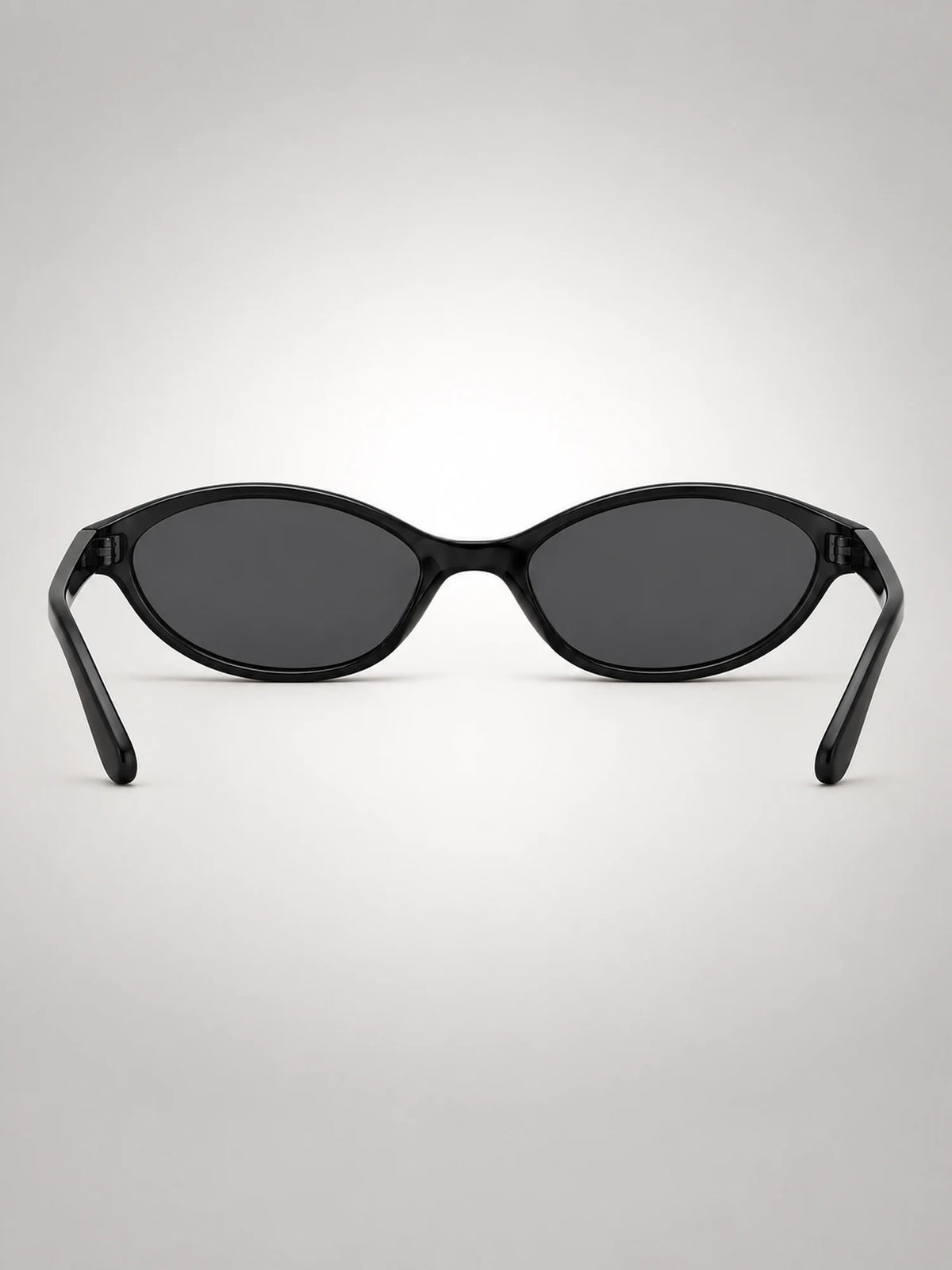 Women's Slim Oval Sunglasses – Retro Cat-Eye Frame in Black — detail view