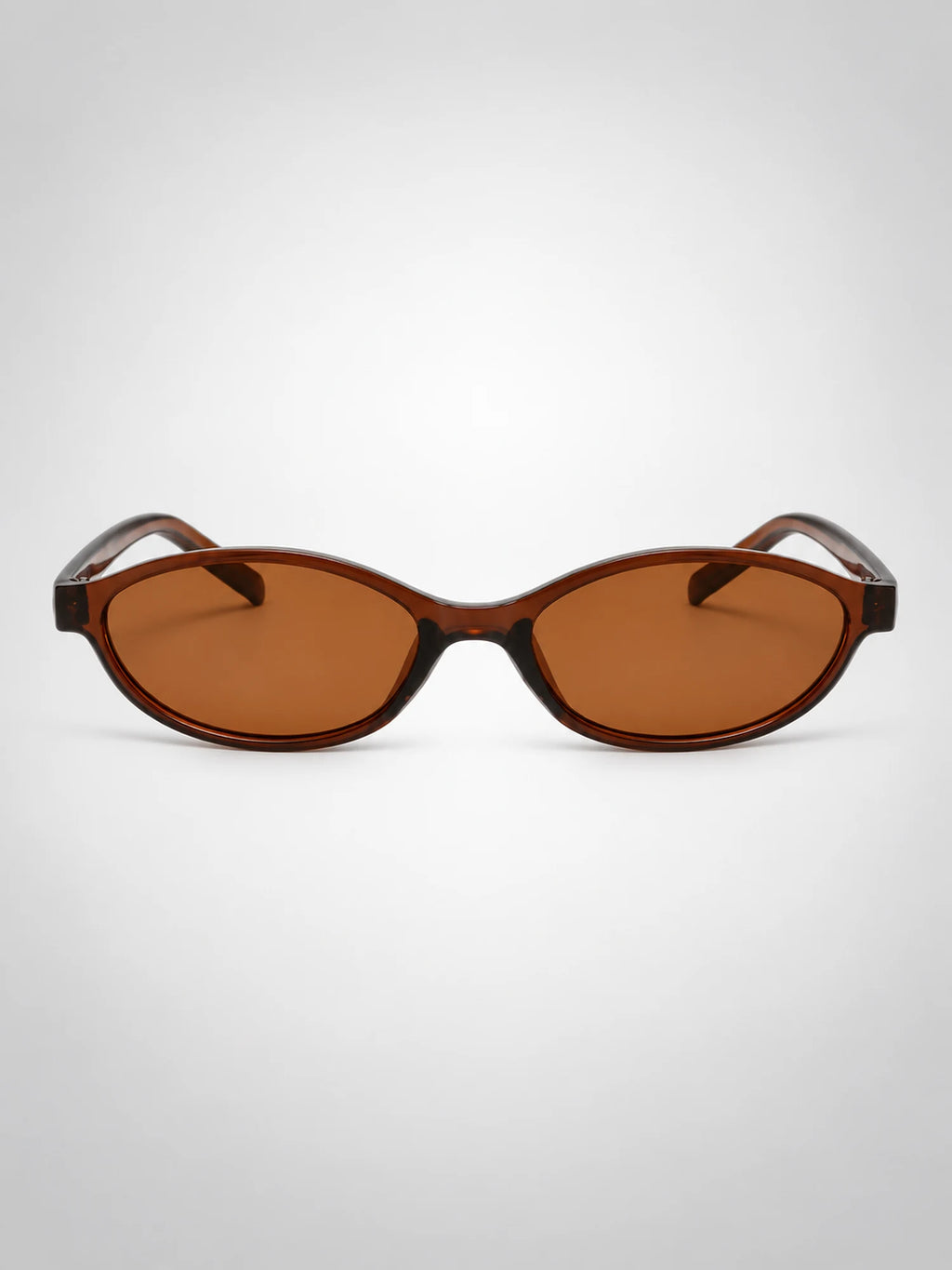 Women's Slim Oval Sunglasses – Retro Cat-Eye Frame in Tortoiseshell/Brown — side view