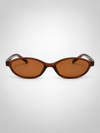Women's Slim Oval Sunglasses – Retro Cat-Eye Frame in Tortoiseshell/Brown — side view