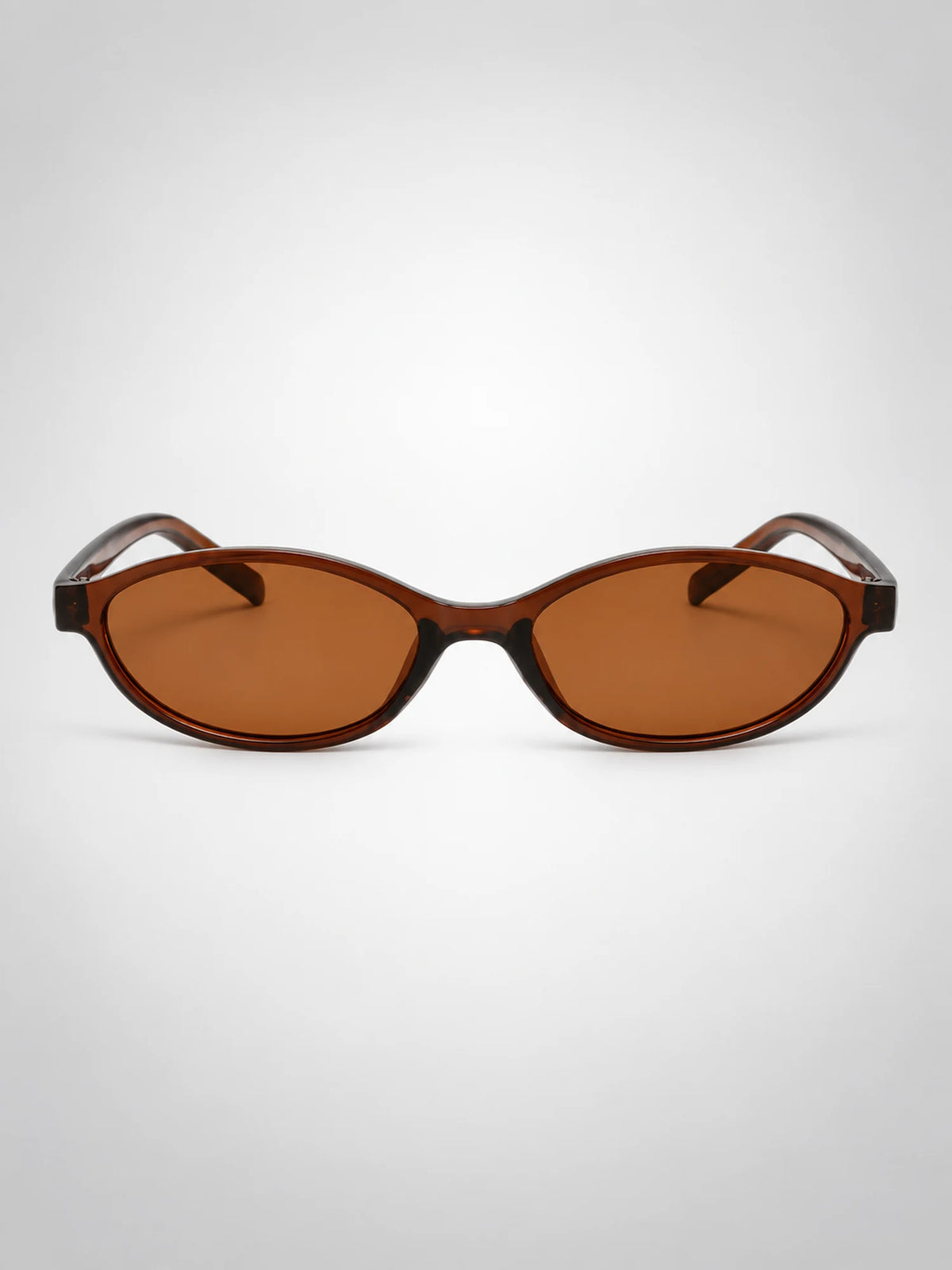 Women's Slim Oval Sunglasses – Retro Cat-Eye Frame in Tortoiseshell/Brown — side view
