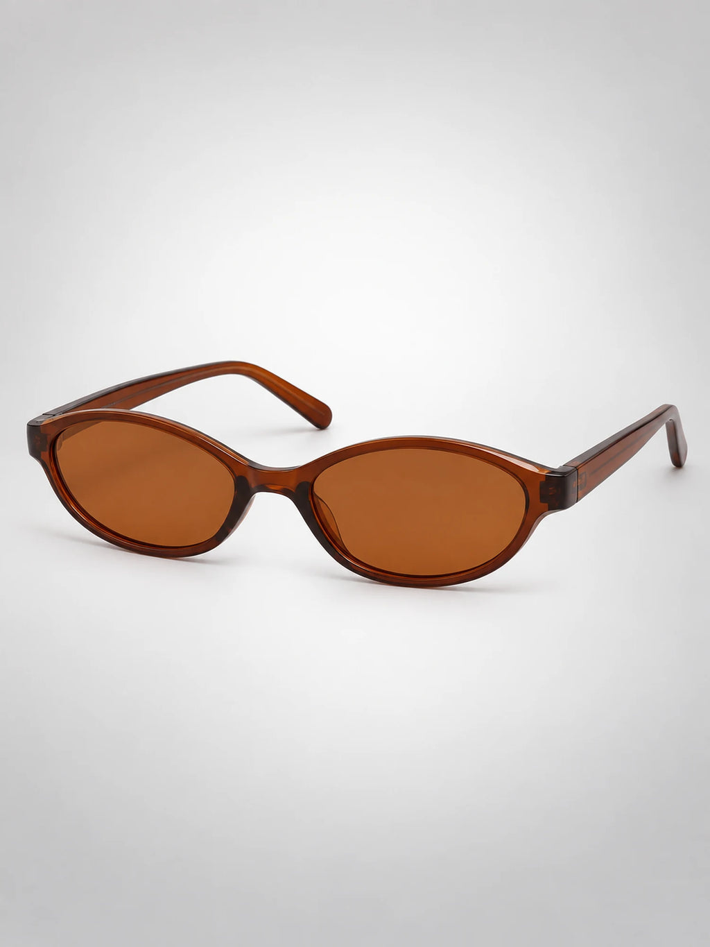 Women's Slim Oval Sunglasses – Retro Cat-Eye Frame in Tortoiseshell/Brown — back view