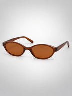 Women's Slim Oval Sunglasses – Retro Cat-Eye Frame in Tortoiseshell/Brown — back view