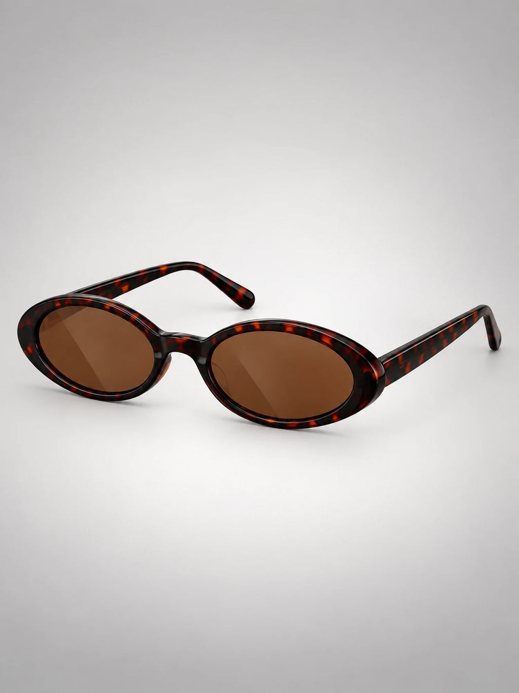 Women's Small Oval Sunglasses – Retro Frame in Tortoiseshell — back view