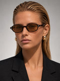 Women's Small Rectangular Sunglasses – Rivet Detail in Tortoiseshell/Brown — front view