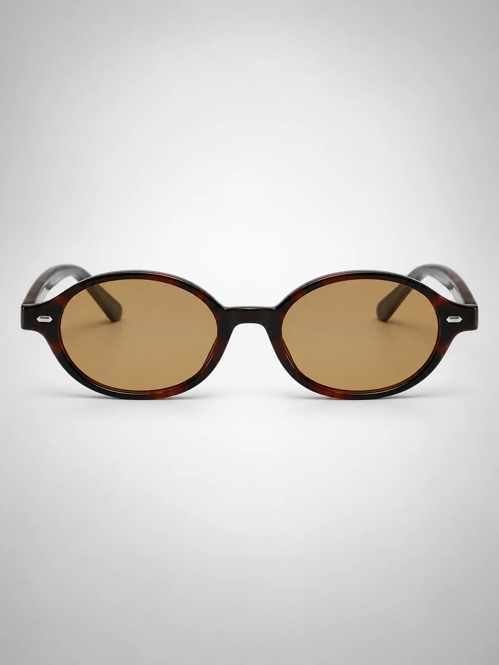 Women's Small Rectangular Sunglasses – Rivet Detail in Tortoiseshell/Brown — side view