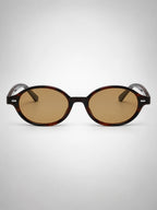 Women's Small Rectangular Sunglasses – Rivet Detail in Tortoiseshell/Brown — side view