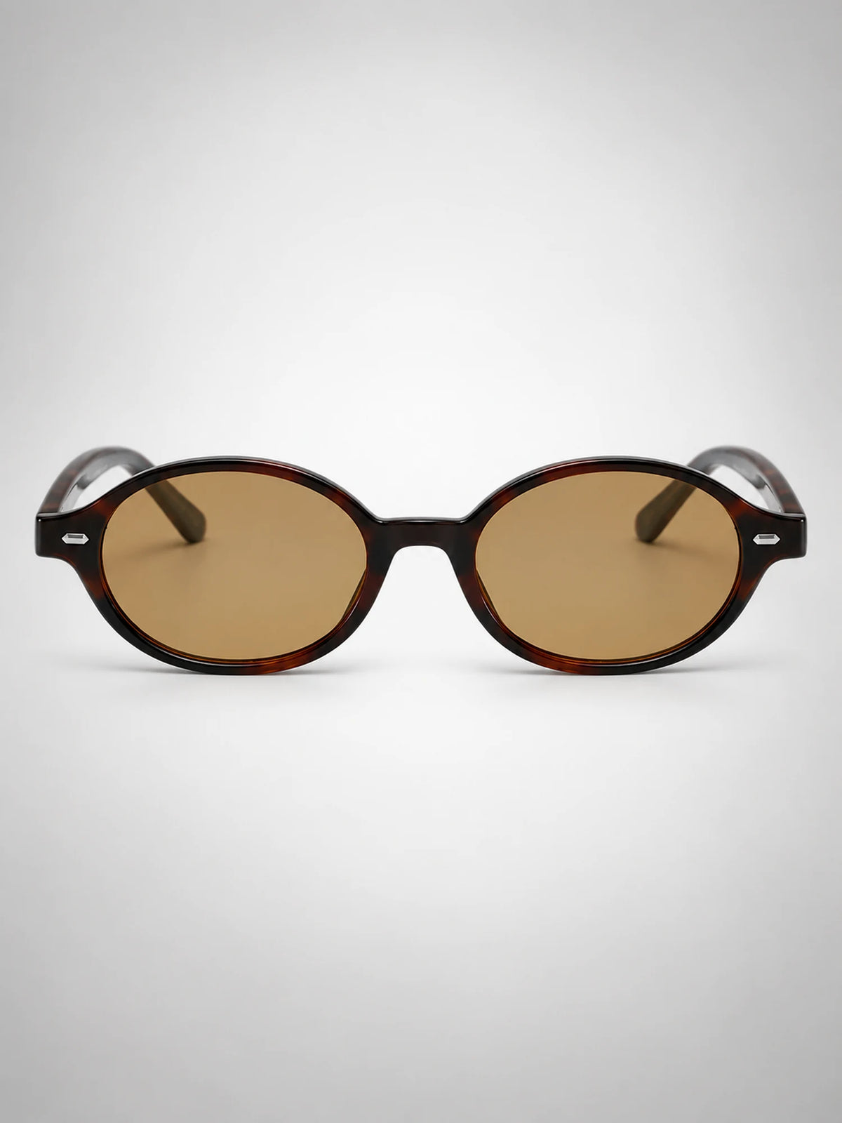 Women's Small Rectangular Sunglasses – Rivet Detail in Tortoiseshell/Brown — side view