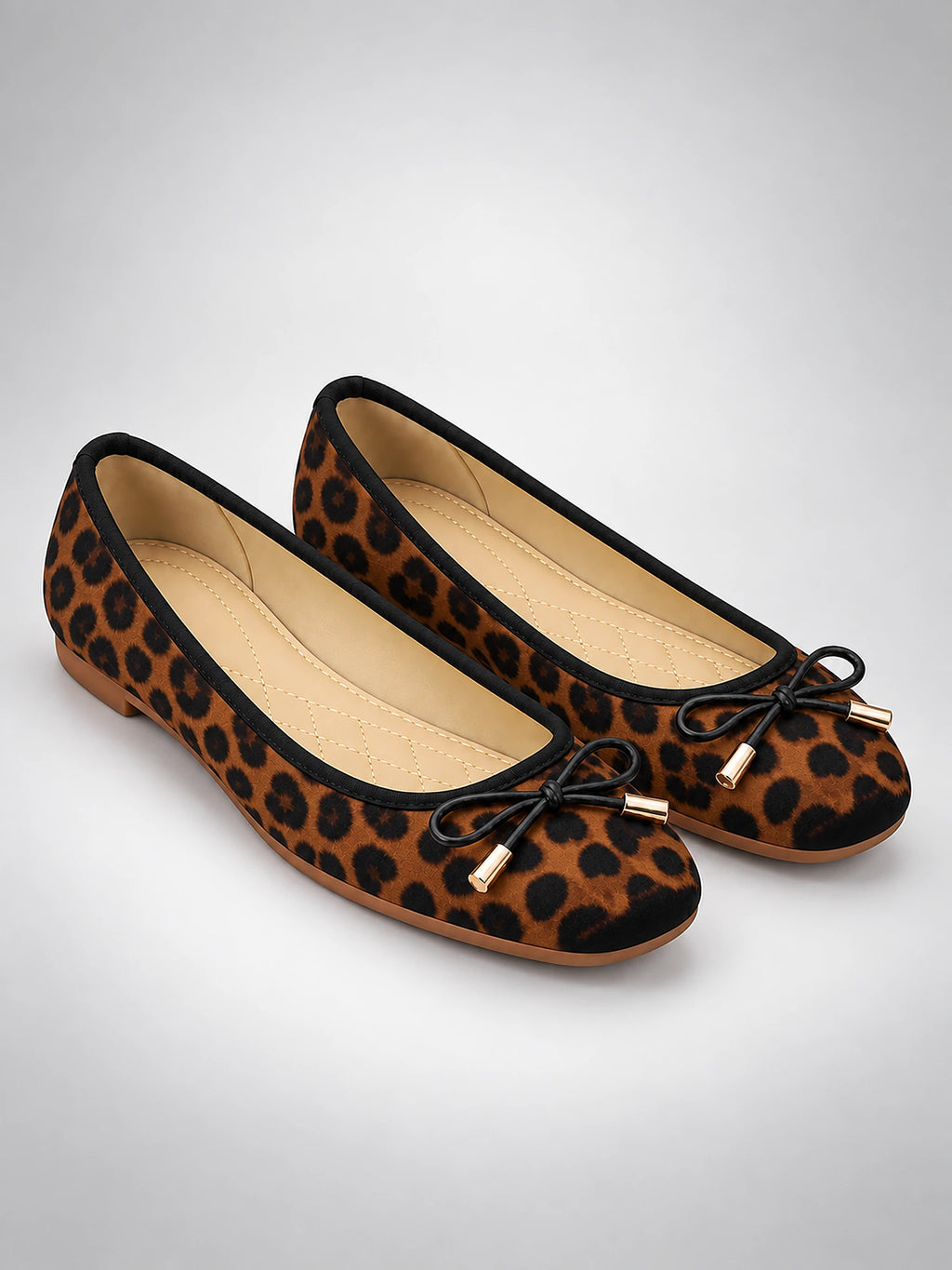 Women's Square-Toe Ballet Pumps – Bow Detail Flats