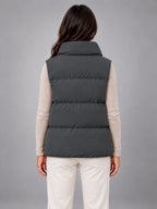 Women's Stand Collar Down Gilet – Relaxed in Charcoal — back view