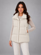 Women's Stand Collar Down Gilet – Relaxed in Ivory — alternate view