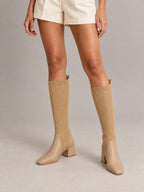 Women's Stretch Sock Boots – Knee-High Block Heel