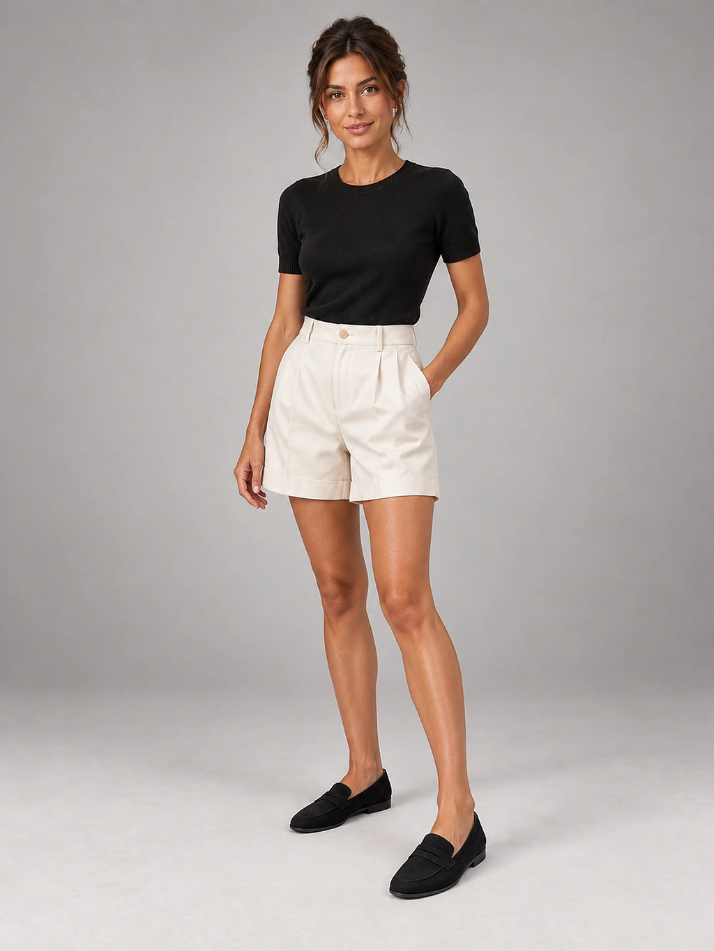Women's Suede-Effect Loafers – Slip-On Round Toe