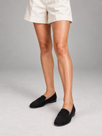 Women's Suede-Effect Loafers – Slip-On Round Toe