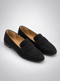 Women's Suede-Effect Loafers – Slip-On Round Toe