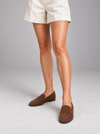 Women's Suede-Effect Loafers – Slip-On Round Toe