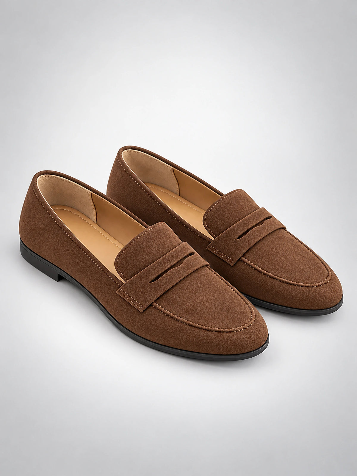 Women's Suede-Effect Loafers – Slip-On Round Toe