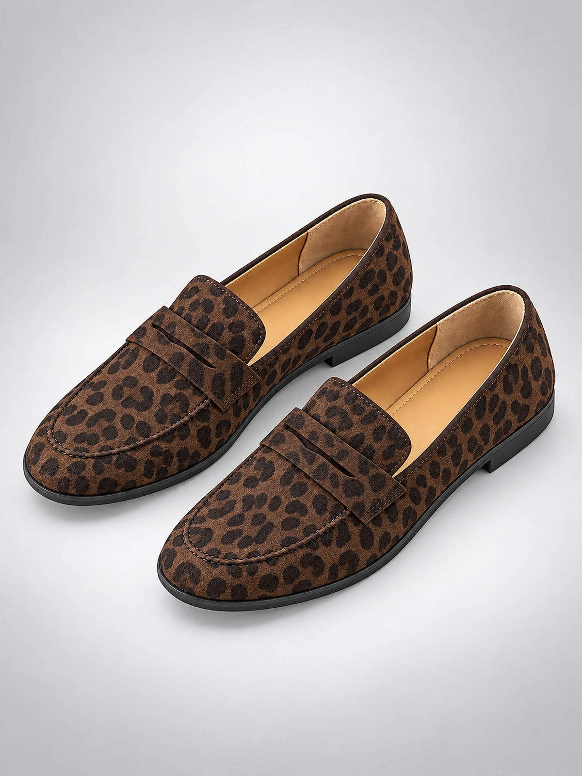 Women's Suede-Effect Loafers – Slip-On Round Toe