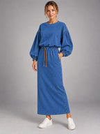 Women's Tie-Dye Sweatshirt Set – Two-Piece Loungewear in Denim Blue — alternate view