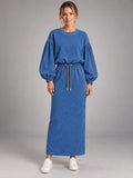Women's Tie-Dye Sweatshirt Set – Two-Piece Loungewear in Denim Blue — front view