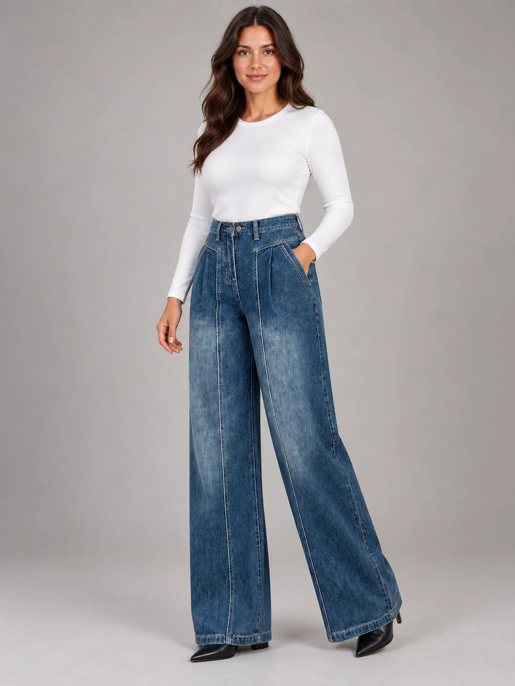 Women's Vintage Straight-Leg Jeans – Plus Size High Waist in Vintage Blue — alternate view