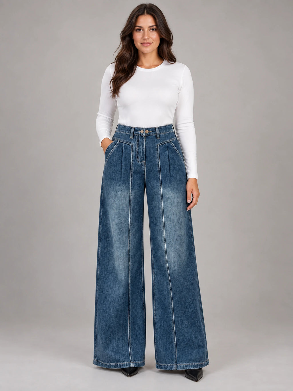 Women's Vintage Straight-Leg Jeans – Plus Size High Waist in Vintage Blue — front view
