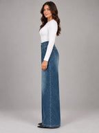 Women's Vintage Straight-Leg Jeans – Plus Size High Waist in Vintage Blue — side view