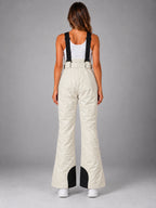 Women's Waterproof Ski Salopettes – Padded Bib Trousers in Cream — back view