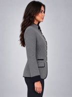 Women's Wool Jacket – Contrast Multi-Button in Charcoal — side view